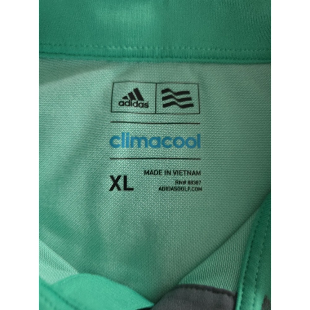 Adidas Golf Mens XL Climacool Polo Shirt Mint Green Glenmore Logo Short Sleeve - Picture 4 of 8